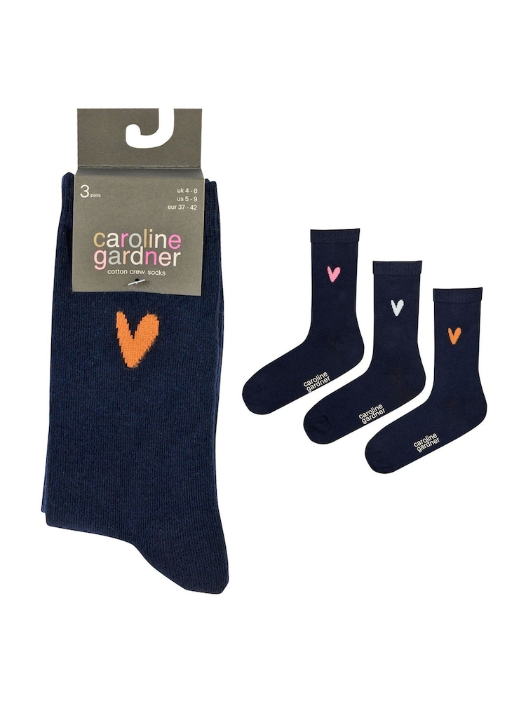 Caroline Gardner Blue Signature Heart Crew Socks - Image 11 of 11