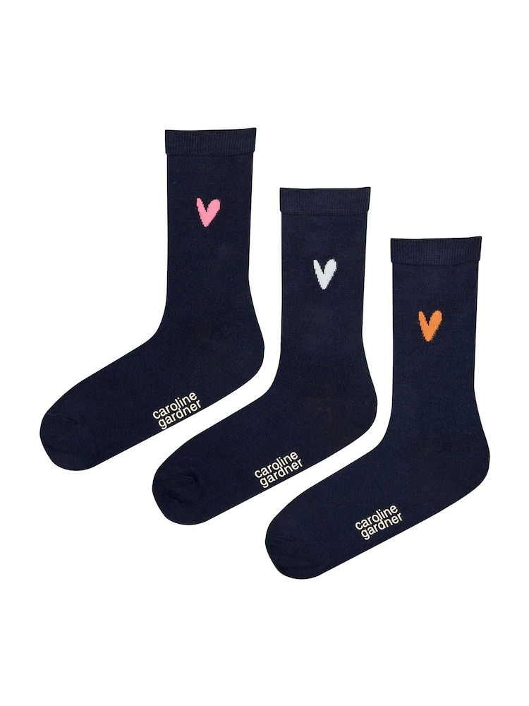 Caroline Gardner Blue Signature Heart Crew Socks - Image 6 of 11