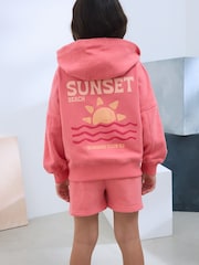 Coral Pink 100% Cotton Zip Through Hoodie (3-16yrs) - Image 1 of 4