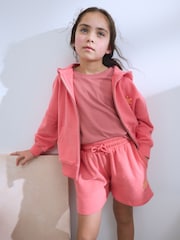 Coral Pink 100% Cotton Zip Through Hoodie (3-16yrs) - Image 2 of 4