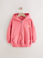 Coral Pink 100% Cotton Zip Through Hoodie (3-16yrs) - Image 5 of 9
