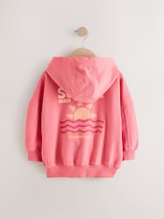 Coral Pink 100% Cotton Zip Through Hoodie (3-16yrs) - Image 6 of 9