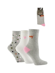 Caroline Gardner Grey Sausage Dog Crew Socks 3 pack - Image 11 of 11
