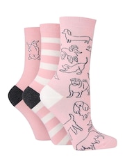 Caroline Gardner Pink Funny Dog Crew Socks - Image 2 of 8