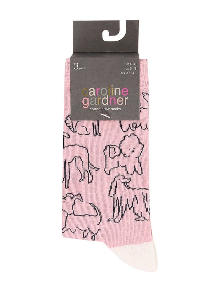 Caroline Gardner Pink Funny Dog Crew Socks - Image 8 of 8