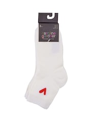 Caroline Gardner White Shorter Length Crew Socks with Signature Heart 3 pack - Image 3 of 7