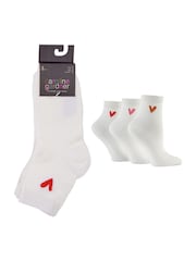 Caroline Gardner White Shorter Length Crew Socks with Signature Heart 3 pack - Image 4 of 7