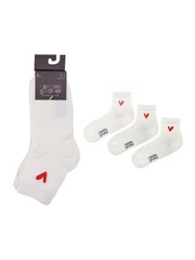 Caroline Gardner White Shorter Length Crew Socks with Signature Heart 3 pack - Image 5 of 7