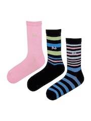 Черный - Pringle Fashion Stripe Crew Socks 3 pack - Изображение 3 из 12