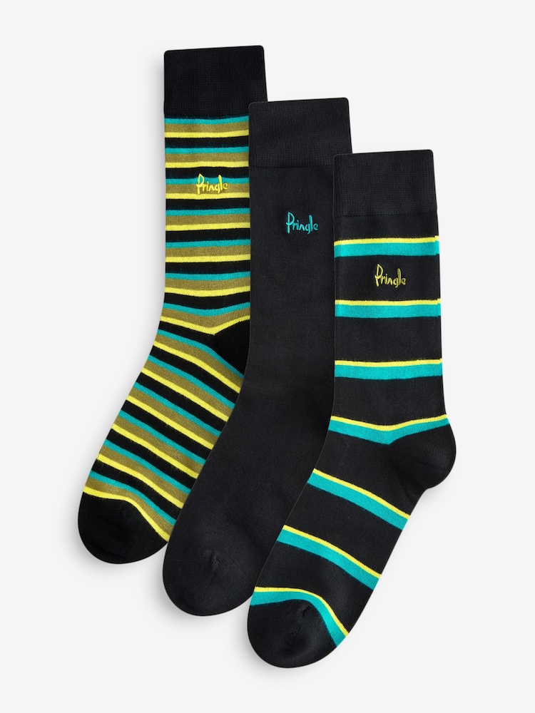 Pringle Black Fashion Stripe Crews Socks - Image 1 of 11
