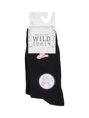 Wild Feet Black West Embroidery Crew Socks 3 Pack - Image 3 of 8