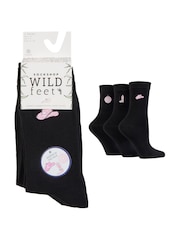 Wild Feet Black West Embroidery Crew Socks 3 Pack - Image 4 of 8