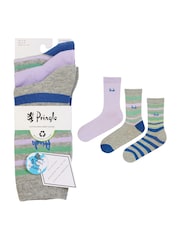 Серый - Pringle Fashion Stripe Crew Socks 3 pack - Изображение 10 из 11