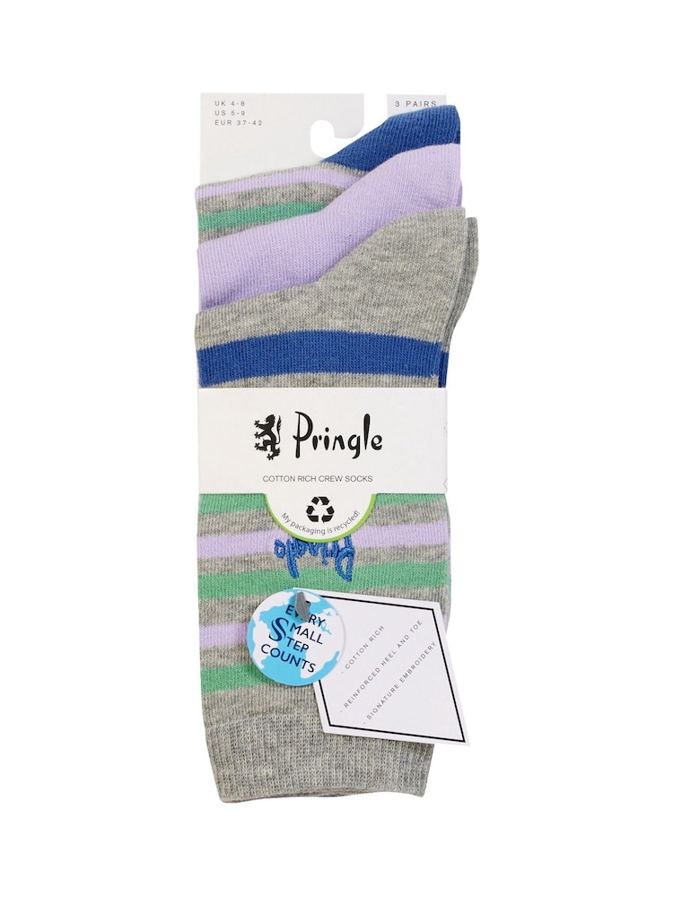 Grau - Pringle Fashion Stripe Crew Socks 3 pack - Bild 11 von 11 Grau - Pringle Fashion Stripe Crew Socks 3 pack - Bild 11 von 11