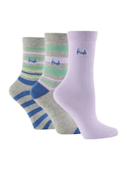 Серый - Pringle Fashion Stripe Crew Socks 3 pack - Изображение 2 из 11