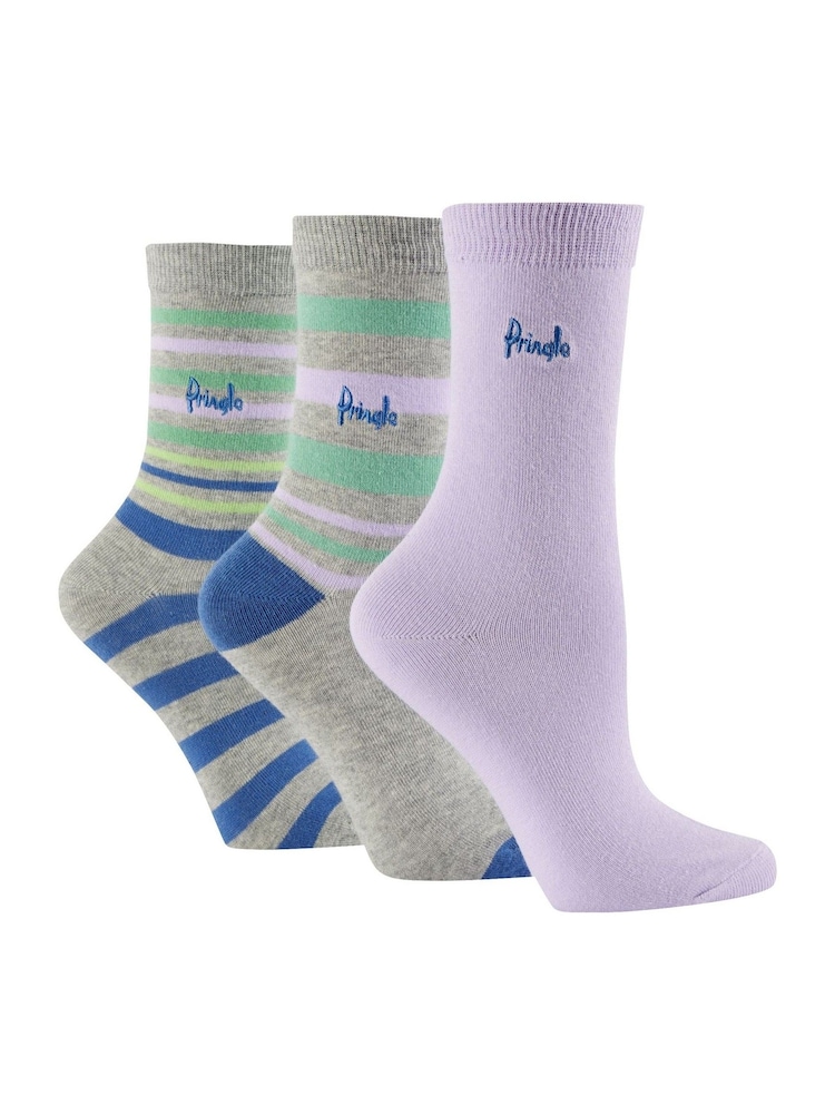 Серый - Pringle Fashion Stripe Crew Socks 3 pack - Изображение 2 из 11