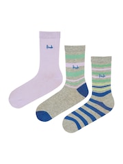 Серый - Pringle Fashion Stripe Crew Socks 3 pack - Изображение 3 из 11