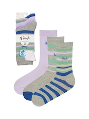 Серый - Pringle Fashion Stripe Crew Socks 3 pack - Изображение 4 из 11
