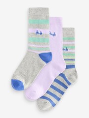 Серый - Pringle Fashion Stripe Crew Socks 3 pack - Изображение 8 из 11