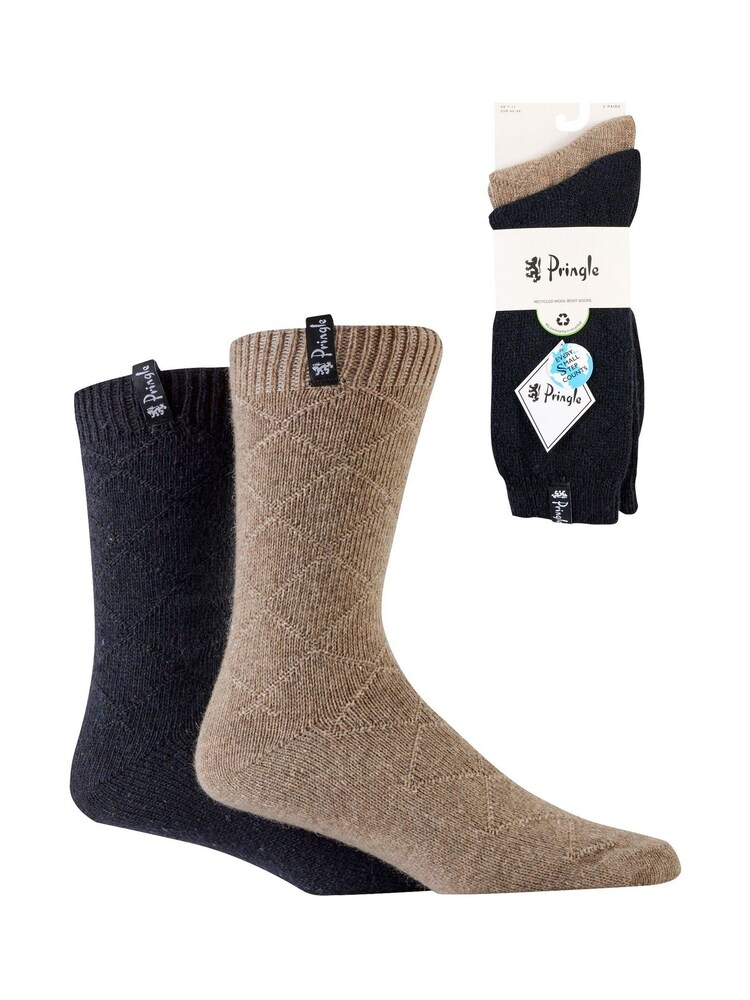 Pringle Blue Textured Knit Boot Socks 2 pack - Image 10 of 10