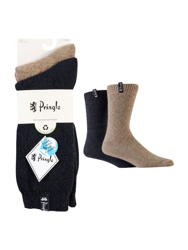 Pringle Blue Textured Knit Boot Socks 2 pack - Image 7 of 10
