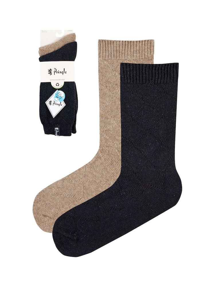 Pringle Blue Textured Knit Boot Socks 2 pack - Image 9 of 10