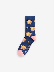 Wild Feet Blue Highland Cow Socks 3 Pack - Image 2 of 4