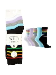 Wild Feet Grey Bamboo Leopard Print Socks 5 pack - Image 11 of 13
