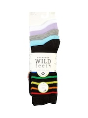 Wild Feet Grey Bamboo Leopard Print Socks 5 pack - Image 13 of 13