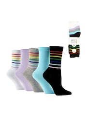 Wild Feet Grey Bamboo Leopard Print Socks 5 pack - Image 2 of 13