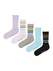 Wild Feet Grey Bamboo Leopard Print Socks 5 pack - Image 9 of 13