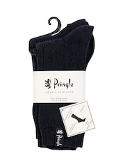 Синий - Pringle Classic Rib Recycled Wool Boot Socks 2 pack - Изображение 3 из 7