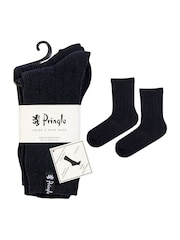 Синий - Pringle Classic Rib Recycled Wool Boot Socks 2 pack - Изображение 5 из 7
