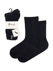 Синий - Pringle Classic Rib Recycled Wool Boot Socks 2 pack - Изображение 6 из 7