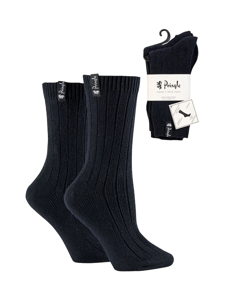 Blau - Pringle Classic Rib Recycled Wool Boot Socks 2 pack - Bild 7 von 7 Blau - Pringle Classic Rib Recycled Wool Boot Socks 2 pack - Bild 7 von 7