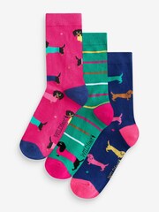 Wild Feet Pink Highland Cow Socks 3 Pack - Image 1 of 4