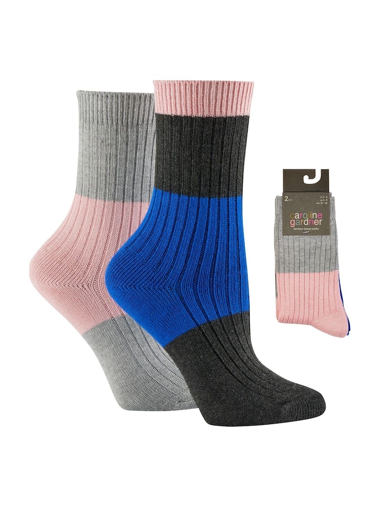 Caroline Gardner Charcoal Grey Supersoft Bamboo Leisure Socks 2 pack - Image 8 of 8
