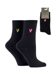 Caroline Gardner Black Supersoft Bamboo Leisure Socks 2 pack - Image 1 of 7