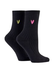 Caroline Gardner Black Supersoft Bamboo Leisure Socks 2 pack - Image 2 of 7