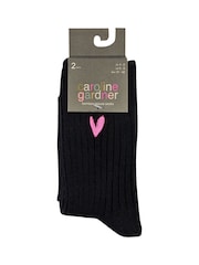 Caroline Gardner Black Supersoft Bamboo Leisure Socks 2 pack - Image 4 of 7