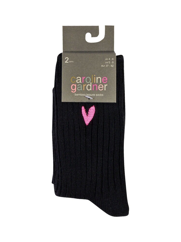 Caroline Gardner Black Supersoft Bamboo Leisure Socks 2 pack - Image 4 of 7