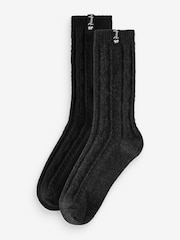 Pringle Black Textured Knit Boot Socks 2 pack - Image 1 of 10