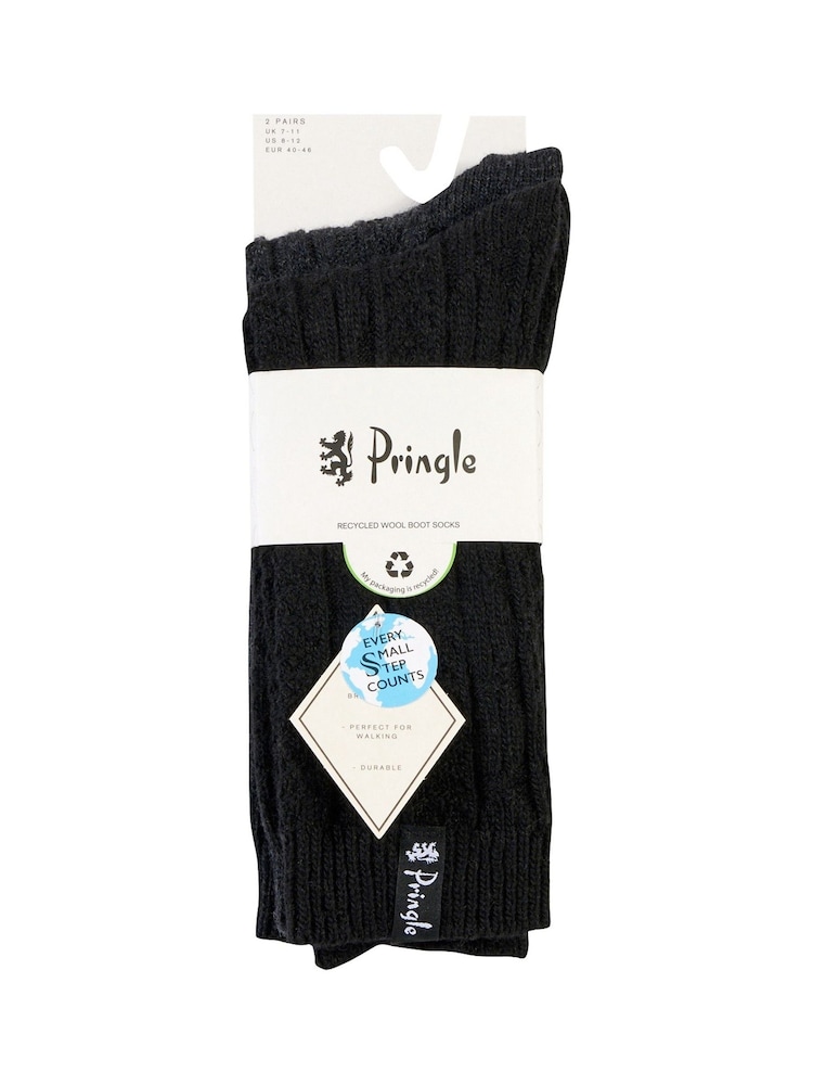 Pringle Black Textured Knit Boot Socks 2 pack - Image 10 of 10