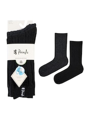 Pringle Black Textured Knit Boot Socks 2 pack - Image 8 of 10