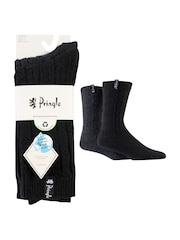Pringle Black Textured Knit Boot Socks 2 pack - Image 9 of 10