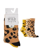 Wild Feet Dark Natural Highland Cow Socks 3 Pack - Image 4 of 7