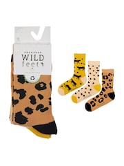Wild Feet Dark Natural Highland Cow Socks 3 Pack - Image 5 of 7