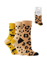 Wild Feet Dark Natural Highland Cow Socks 3 Pack - Image 7 of 7