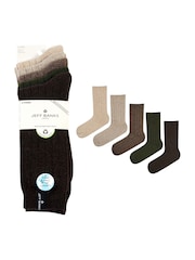 Jeff Banks Natural Chunky Knit Rib Boot Socks 5 Pack - Image 5 of 6