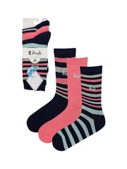 Синий - Pringle Fashion Stripe Crew Socks 3 pack - Image 11 of 12